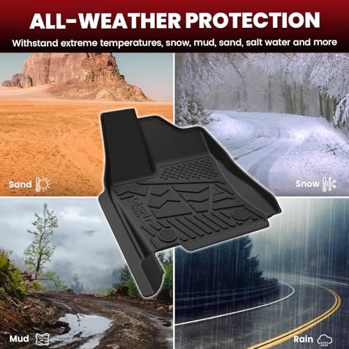 Image of LASFIT Floor Mats for Toyota Tundra 2022-2026 Double Cab, Custom Fit All Weather Protection TPE Easy Clean Anti-Slip Floor Liners for Tundra 2022-2024 2025 2026 Front & Rear 2 Row Car Mats