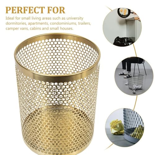 Papelera dorada de acero inoxidable para cocina y oficina miniatura 5