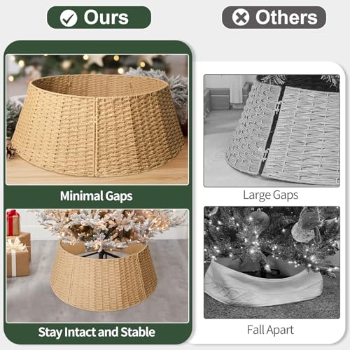 Christmas Tree Collar, 28in Farmhouse Detachable Handwoven Christmas Tree Base Cover, Rustic Tree Collar Ring, Christmas Holiday Decoration by HENAYUK - Image 4