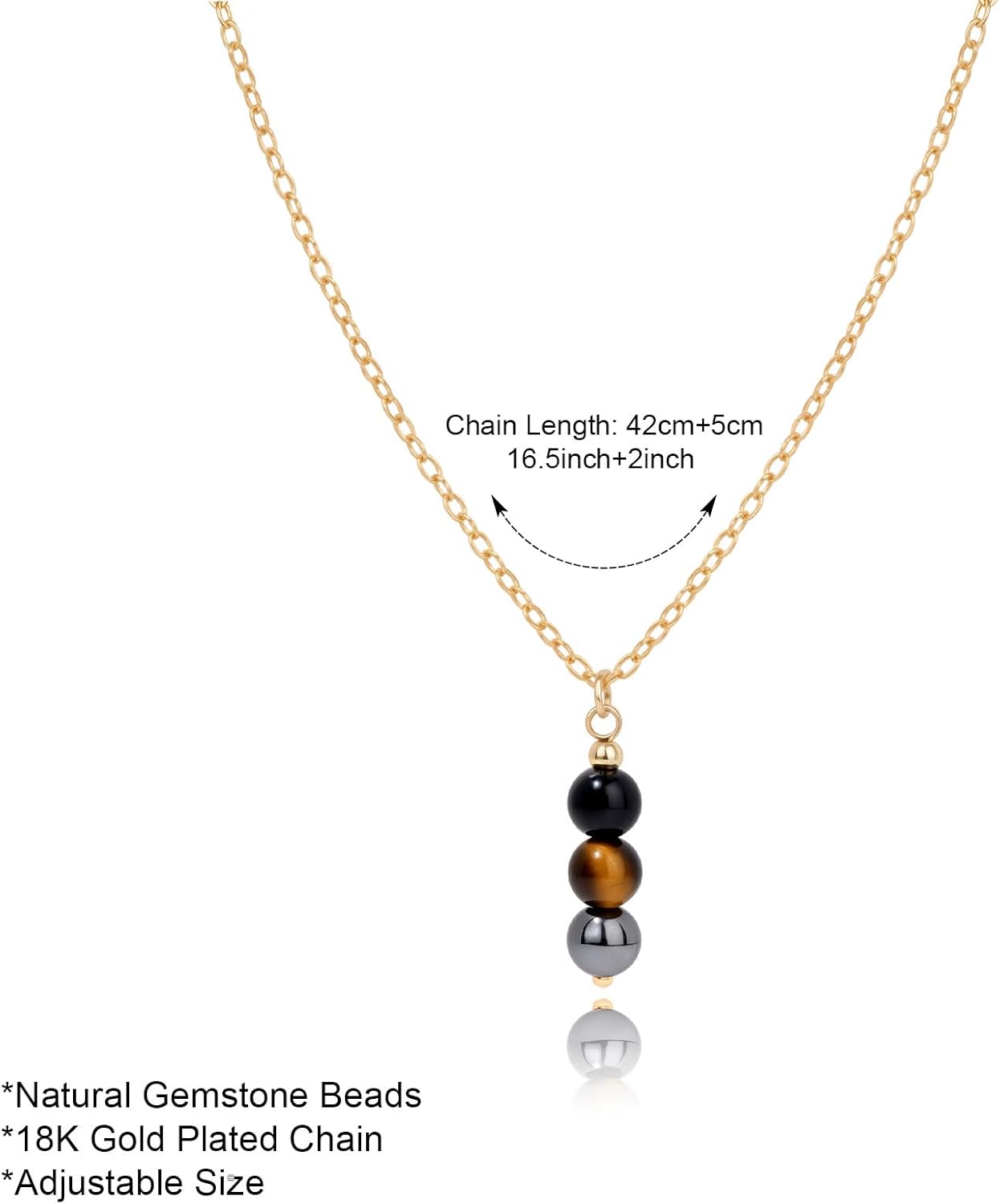 GolbalJew Empath Protection Healing Crystal Necklaces for Women Stone Beads Pendant Necklace, Black Tourmaline, Amethyst, Rose Quartz, Hematite Jewelry Gifts - Image 6