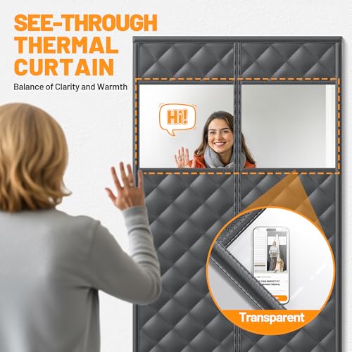 Magnetic Insulated Door Curtain Fits 36"x82" Doors - Thermal Door Cover for Winter with Clear Window, Window Insulation Kit & Doors Draft Stopper to Keep Cold Air Out for Front Doorway Home - Black - image 7