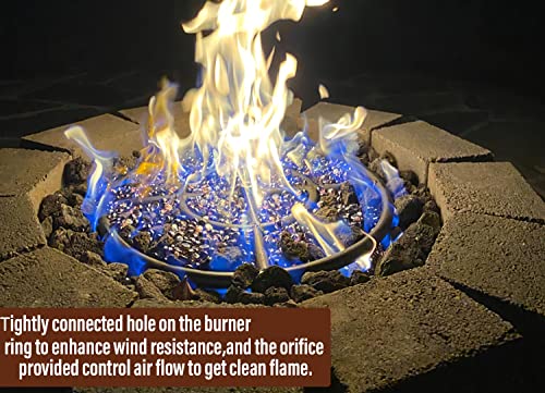 Uniflasy 12" Fire Pit Ring Burner Kit, Stainless Steel Propane Gas Firepit Ring Kit With Spark Ignition, Control Knob And Propane Hose Installation Kit For Indoor&Outdoor Fireplaces Diy Burner Kit #TOP3
