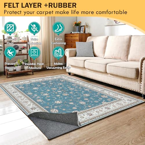Waterproof Rug Pad, Thick 8x10 ft Under Area Rug Carpet Pad, Non Slip Felt Rug Pads for Hardwood Floors, Keep Carpets in Place Soft and Prevent Rug from Wrinkling or Buckling - Image 3