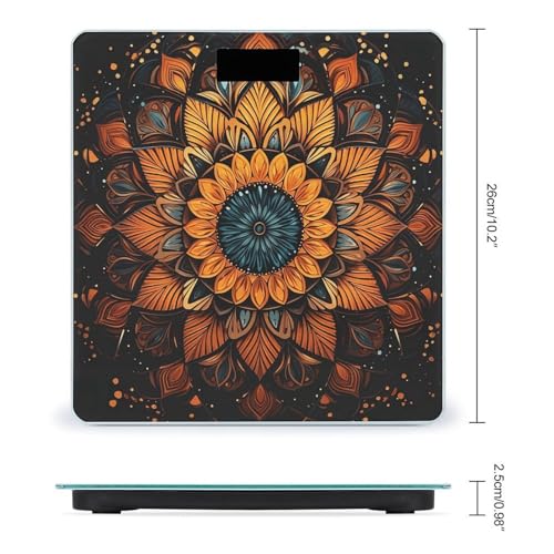 Báscula digital Mandala de vidrio templado para baño miniatura 2