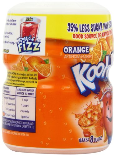 Image of Kool-Aid Drink Mix, Sugar Sweetened Orange, 19-Ounce Container (Pack of 4)