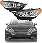munirater Driver and Passenger Side Halogen Projector Headlight Headlamp Assembly w/ LED DRL Amber Corner Replacement for 2017-2019 Fusion (Pack of 2)