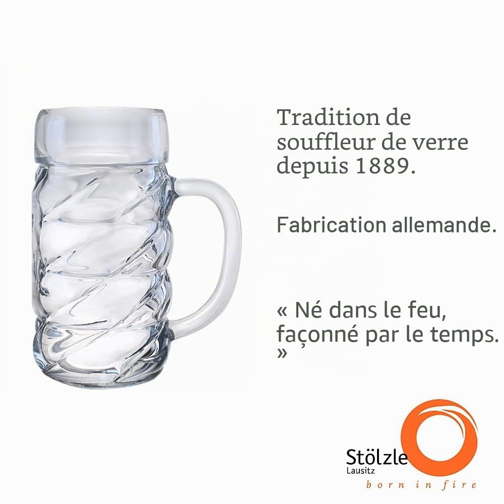 Stölzle Lausitz 5210052 Lot de 6 chopes à bière de la collection Kaiser 500 ml Passe au lave-vaisselle Dimensions : hauteur 13,4 cm Diamètre extérieur 9,5 cm
