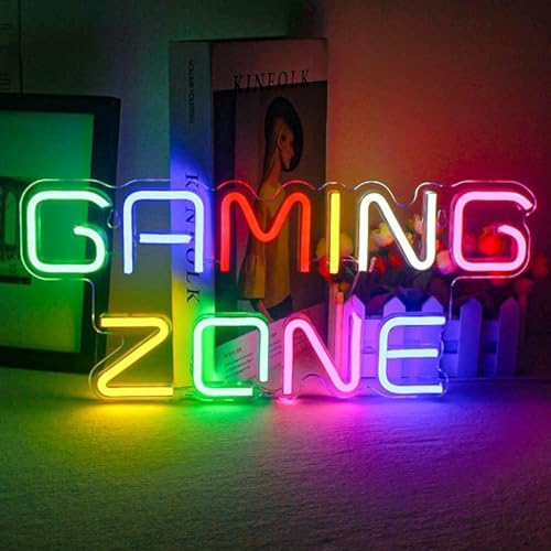 Image of LED Game Sign Game Zone Neon Signs Gaming Room Wall Art Decor Man Cave Lights Signs Gamer Home Bedroom Decoration USB Powered Brightness Adjustable