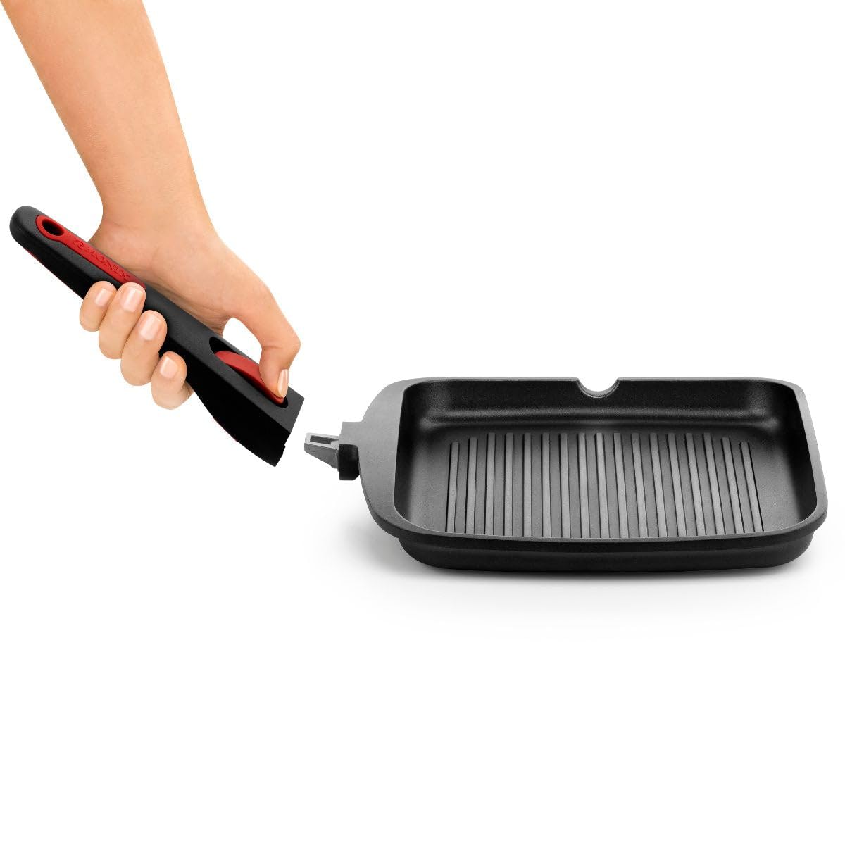 Monix In-Out | Grill con rayas 28 cm, aluminio, full induction, sin PFOA, antiadherente, apta para todo tipo de cocinas incluso inducción