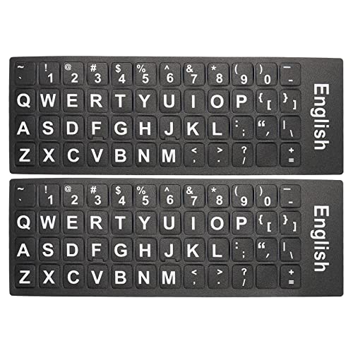 Autocollants De Clavier Allemand - Lot De 2, Fond Noir Lettres Blanches, Pour Ordinateur Portable Ou Bureau