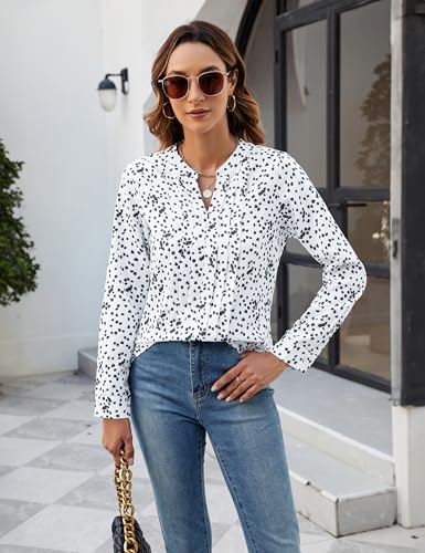 Blooming Jelly Women's Dressy Casual Blouses Business Work Tops Long Sleeve V Neck Pleated Shirts 2025 Fall Outfits3