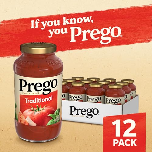 Image of Prego Pasta Sauce, Traditional Italian Tomato Sauce, 24 Ounce Jar (Pack of 12)