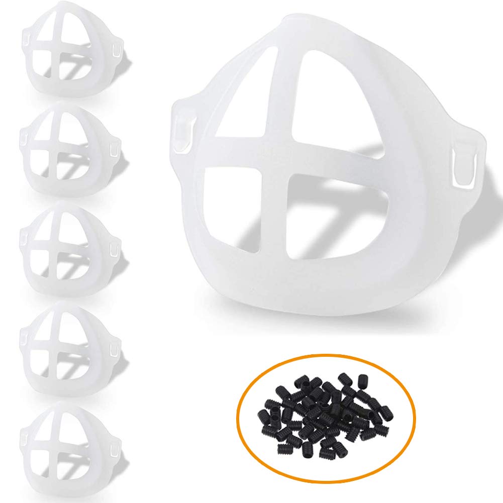 3D Bracket for Comfortable Mask Wearing, Silicone Face Mask Bracket Internal Support Frame with 20pcs Cord Locks, Keep Fabric off Mouth to Create More Breathing Space, 6PCS