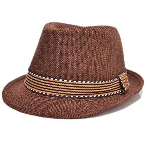 Hooyi Unisex Children Fedoras Hats Jazz Cap Kid Rolled Brim Trilby