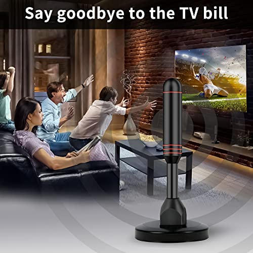 Image of Indoor TV Antenna with 2 Signal Boosters & 32FT Cable - Digital Antenna for Smart TV, Magnetic Base, Supports 4K 1080p - Dual Amplifiers for Long Range Reception of Local Channels (Red)