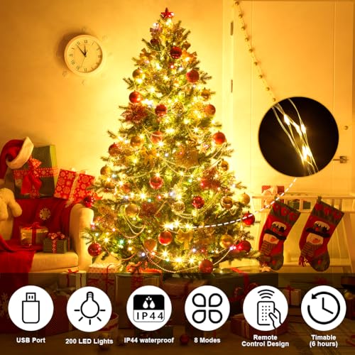 Vicloon Curtain Fairy Lights, 2Pcs 100LED 10M 8 Modes Remote Control Timer Adjustable Brightness, Fairy String Lights - Image 2
