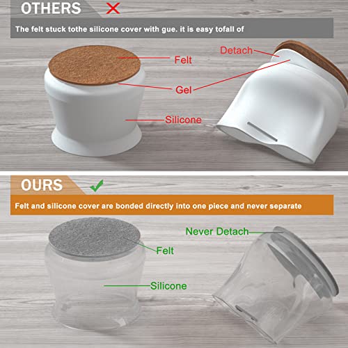 32Pcs Chair Leg Floor Protectors - Furniture Felt Silicone Integrated Chair Foot Covers/Grey-Transparent/Rubber/Clear - Anti-Slip Felt Pad For Floor To Prevent Scratches,Reduces Noise #TOP5