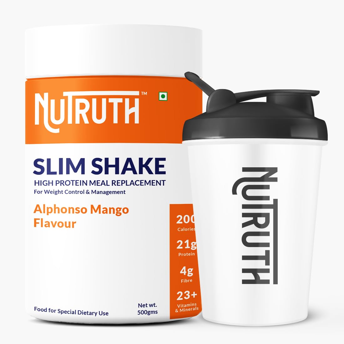High Protein Meal Replacement Shakes | Weight Control & Management Protein Shake for Men and Women Alphonso Mango Shake Flavour + 500 Ml Shaker Free