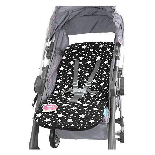 Almofada Para Carrinho Comfi Cush Estrelas, Clingo, Preto E Branco