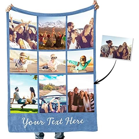 Bemaystar Personalised Blankets for Adults - Customised Gifts for Him Her, Custom Photo Blankets with Text, Flannel Fleece Throw Blanket for Kids Friends Boyfriend Birthday Valentines Christmas Cover