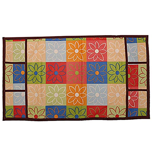 Image of Kuber Industries Floral Design Combo PVC 3 Pieces Fridge Mats, 2 Piece Handle Cover and 1 Piece Fridge Top Cover(Multi)