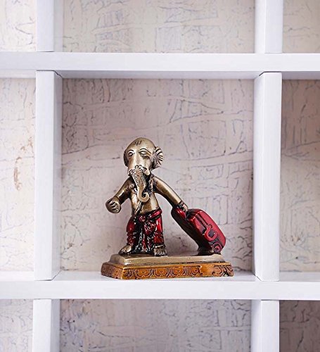 eCraftIndia Brass Ganesha Carrying Happiness around the world Antique Showpiece