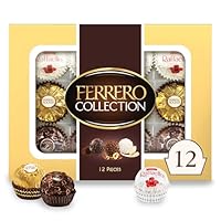 Ferrero Collection, 12 Count, Premium Gourmet Assorted Hazelnut Milk Chocolate, Dark Chocolate and Coconut, 4.6 oz