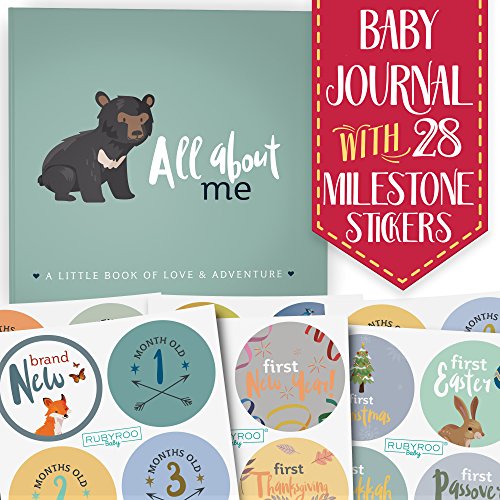 RubyRoo Baby Memory Book Baby Journal w/ 28 Stickers - Baby Book of 