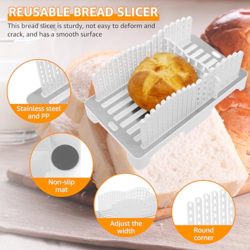 MENIBBLER Bread Slicer for Homemade Adjustable Width Bread Cutting Guide with Crumb Tray Foldable and Compact Sourdough Cutter Slicer Slicing Tool for Loaf Sourdough Rounds Sandwich - Image 4