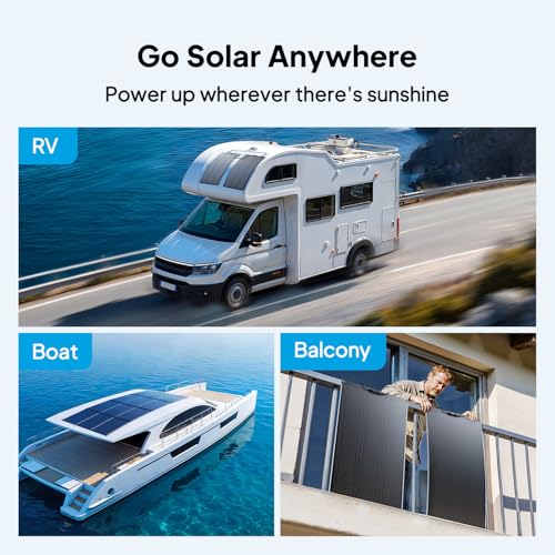 Image of BLUETTI 2 100W Flexible Solar Panels for RVSolar 48V System, 23.4% High Efficiency, 240 Bendable, IP67 Solar Panel for RVs, Camping, Marine, Curved Surfaces