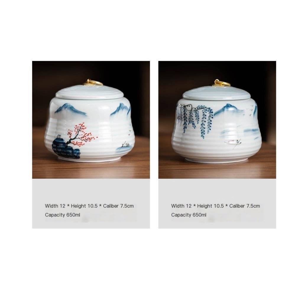 XYNSNDB Słoik cukru Kreatywna, ręcznie malowana ceramiczna puszka na herbatę Mała puszka na herbatę Ceramiczny przenośny, szczelny pojemnik do przechowywania herbaty luzem Puszka kuchenna Pojemnik na