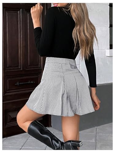 Floerns Women's Plaid Pleated Mini Skirts Preppy Uniform Skater A Line Skirt3