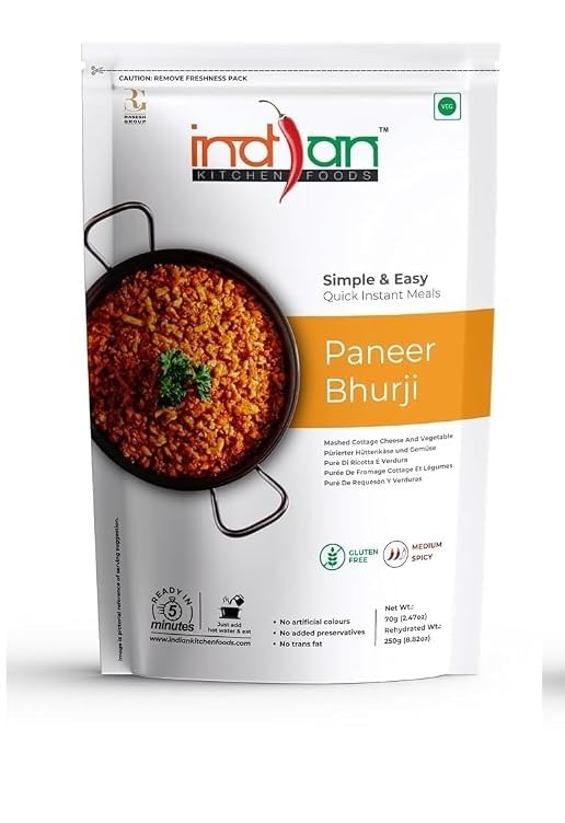 Image of Indian Kitchen Foods Paneer Bhurji - Freeze Dried, Gluten-Free, Ready-to Eat Indian Vegetarian Meal