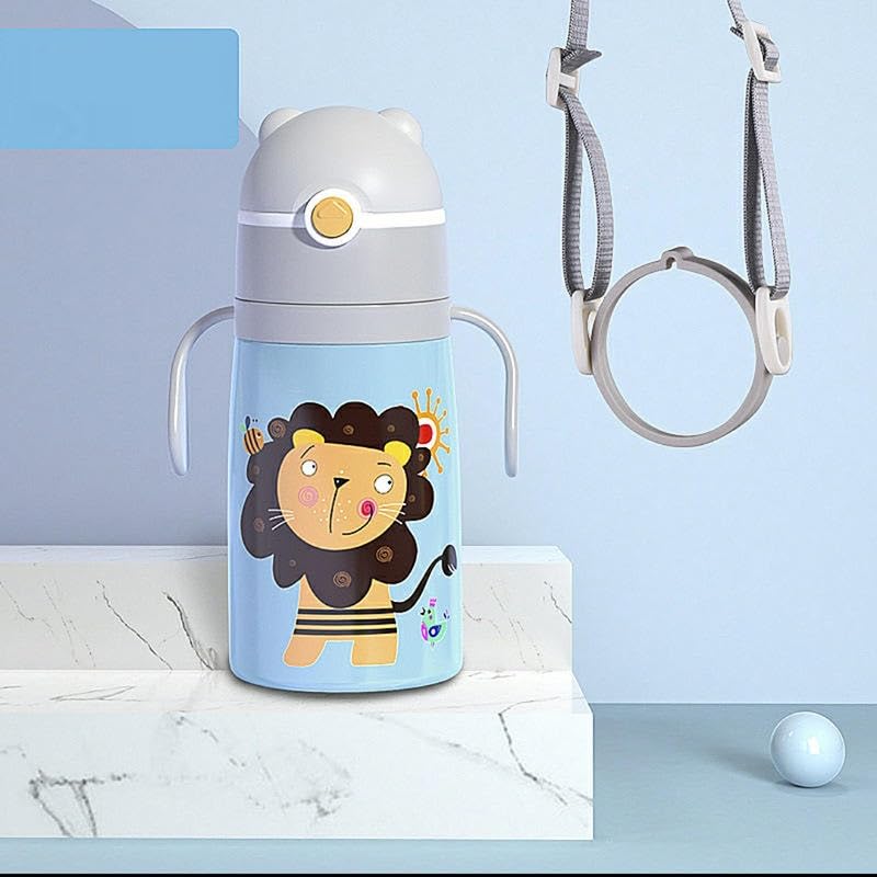 Zerya Goofy 380 ML Vacuum Thermo Seal Insulated Double Wall Steel Body Baby Sipper with One Touch Opening & Silicon Straw,Long Retention of Temperature of Hot & Cold Liquids (Light-Blue)-image-39