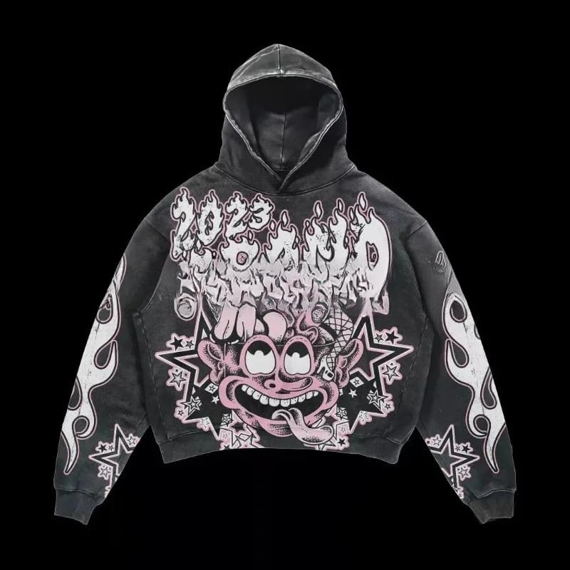 Y2K sweatshirt with hip-hop letter print oversized men's and women's hoodies, casual loose solid Gothic top4