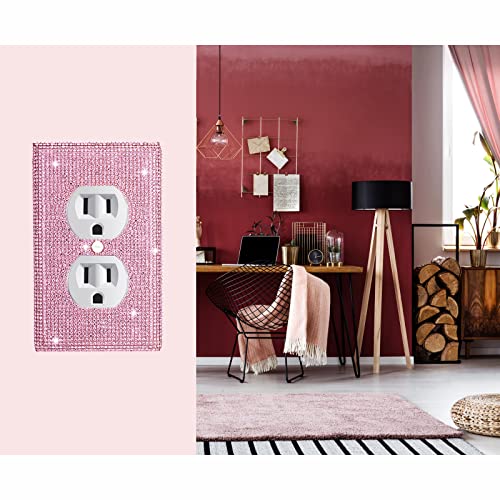 Image of Shiny Pink Rhinestones Wall Plates Light Switch Decorative Cover Plate Single Toggle Rhinestones Outlet Covers Wall Plate Decorative