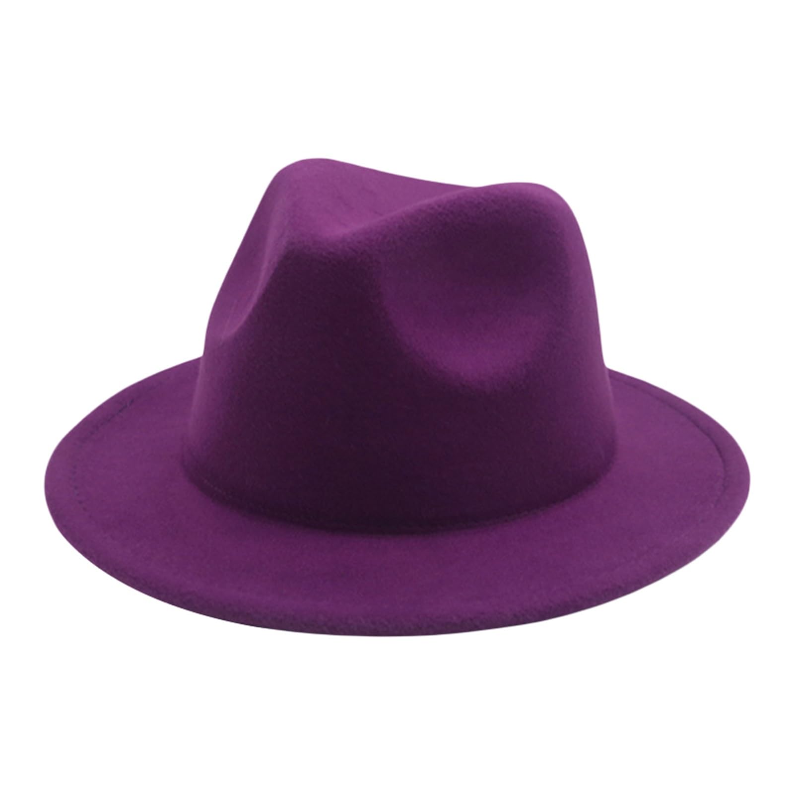 Unisex Kids Fedora Hat Children Jazz Hats Classic Wide Brim Panama Dress Hat for Boys Girls Holiday Party Accessories (Purple, 4-10 Years)