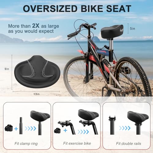 image for BLUEWIND New Noseless Oversized Bike Seat, Wide Bicycle Saddle Novel B