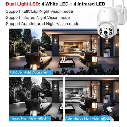 Image of TechEase 360 Smart WiFi Camera, 1080p Full HD, Outdoor PTZ CCTV, Night Vision, IP66 Weatherproof, MicroSD Card Slot, White