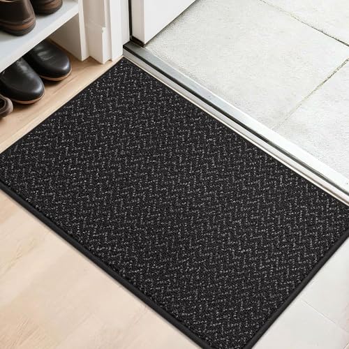 COSY HOMEER-Door-Mat 20" x 32" Non Slip Absorbent Entryway Rugs Dirt Trapper Doormats Washable Entrance Mats Low Pile Welcome Floor Mat for Front Back Door and Entry Mats,Black Black 20inx32