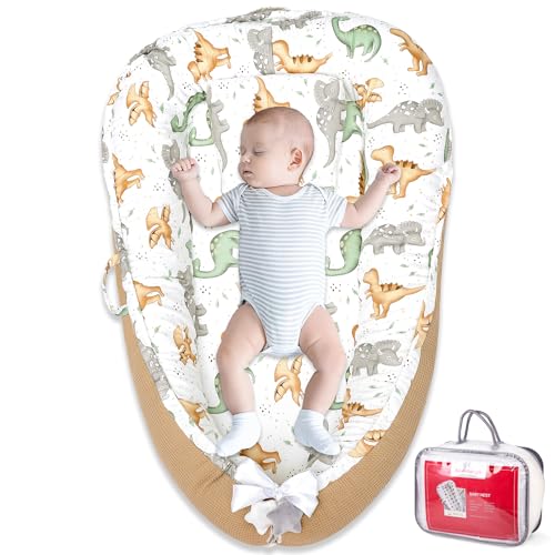 Image of Baby Nest - Baby Lounger for Newborn Pillow, Breathable & Soft 100% Cotton Waffle Cover Co Sleeping for Baby 0-24 Months,Portable Infant Lounger Babies, Baby Floor Seat for Home and Travel