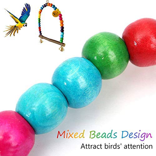 Sage Square Playful Wood Bead Hanging Swing Toy for Small and Medium Birds (Random Colour)
