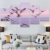 SIGNWIN 5 Panel Canvas Wall Art Birds Farmhouse/Country Group Group Multicolor Photography Realism Relax/Calm Warm for Home Decorations Ready to Hang - 60