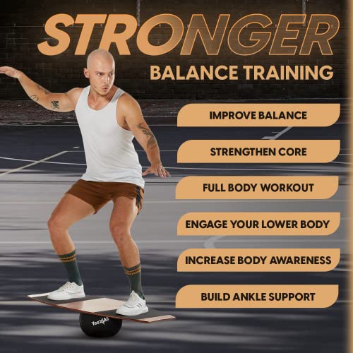 Yes4All 360 Degree Range Of Motion Surf Balance Board Trainer For Advanced Balance Training With Ball - Improve Balance, Core Strength, Fitness And All Sports Supports #TOP4