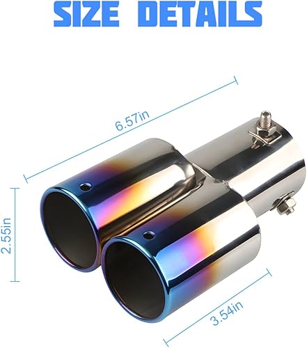 Miniatura 2 de Punta de escape doble de 25 a 35 pulgadas tubo de escape soldado de acero inoxidable pulido chapado al vacío entrada de 25 pulgadas salida de 35