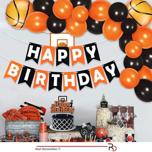 Image of Rozi Decoration Happy Birthday Banner Decoration Items for Kids, Boy, Girl Bday Party Decor | Basketball Theme Birthday Banner | Halloween Theme Decoration Pack of 1 Pcs