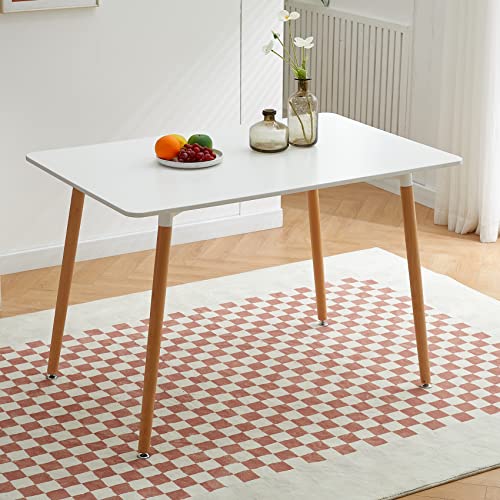 FMD White Rectangle Dining Table Mid Century Modern Wood Kitchen Table Office Desk 47" x 31.5" FMD White Rectangle Dining Table Mid Century Modern Wood Kitchen Table Office Desk 47" x 31.5"
