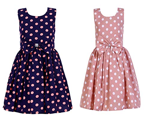 Image of Casual Frock for Baby Girls,Blue Printed and Olive Printed,Pack of 2