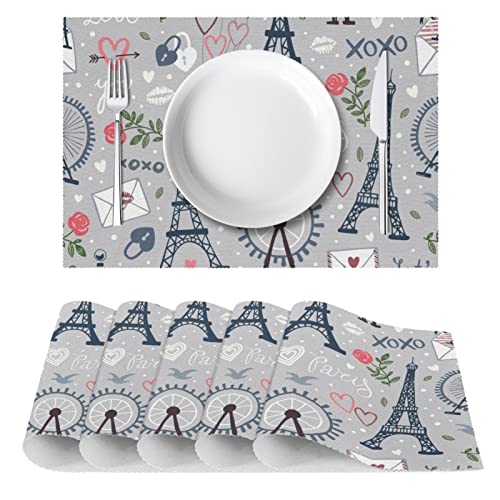 Sets de table Tour Eiffel en tissu Oxford lavable | Lot de 4 - 3