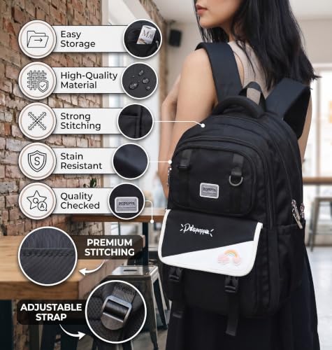 Image of ADSON kawaii Girls Travel School Bag|Backpack Of Large Capacity Aesthetic Stylish Girls Korean Laptop Bag Rucksack for School |College Bags Cute Bookbag for Teens Water Resistance 18 Inches